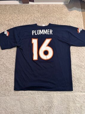 Denver Broncos #16 Plummer Men's Navy Football Jersey